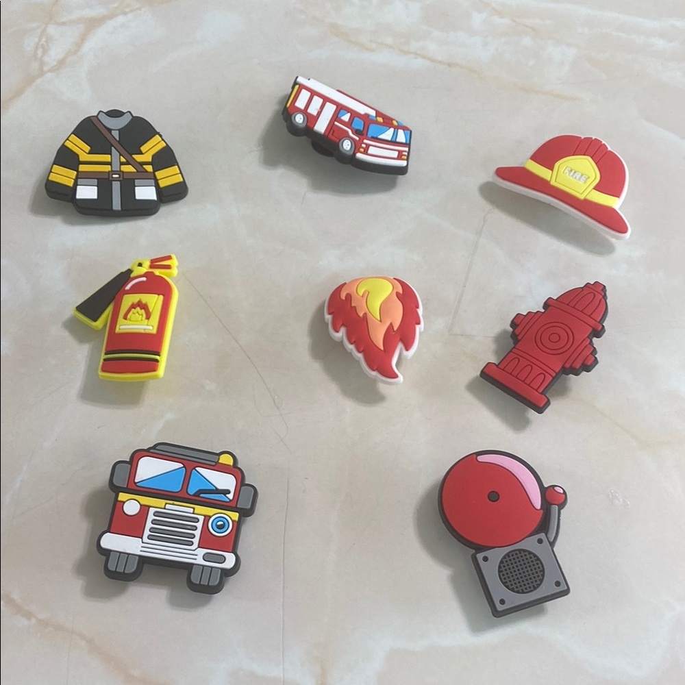 Firefighter themed jibbitz for your crocs; you get 8 of them